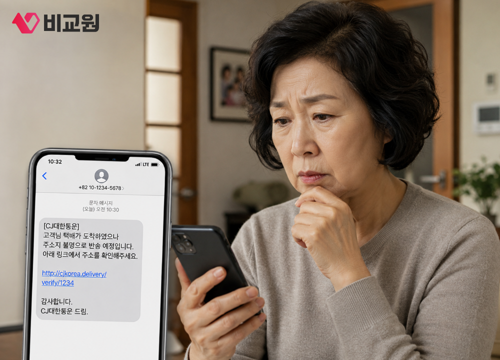 보이스피싱 유형 세 번째 택배, 요금 미납을 사칭한 피싱 사례 이미지