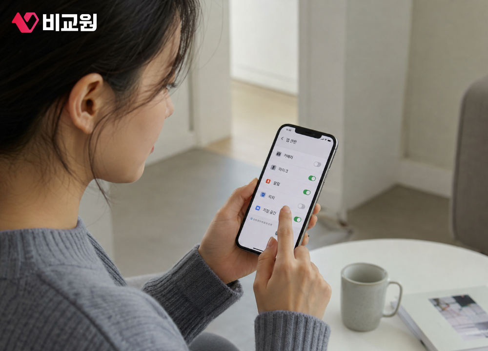 휴대폰 설정에서 사용하지 않는 앱 알림을 끄는 모습