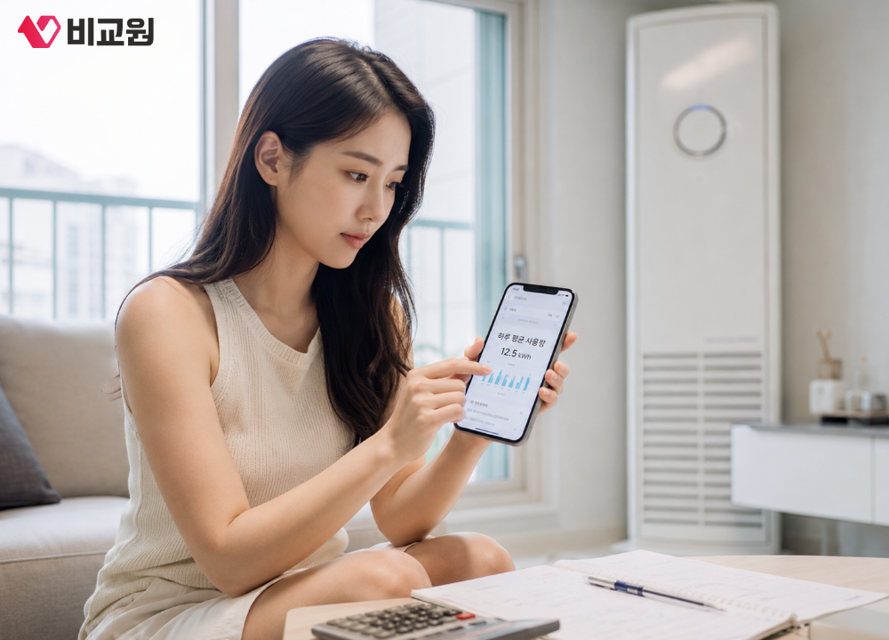 휴대폰으로 하루 평균 사용량 확인하는 모습