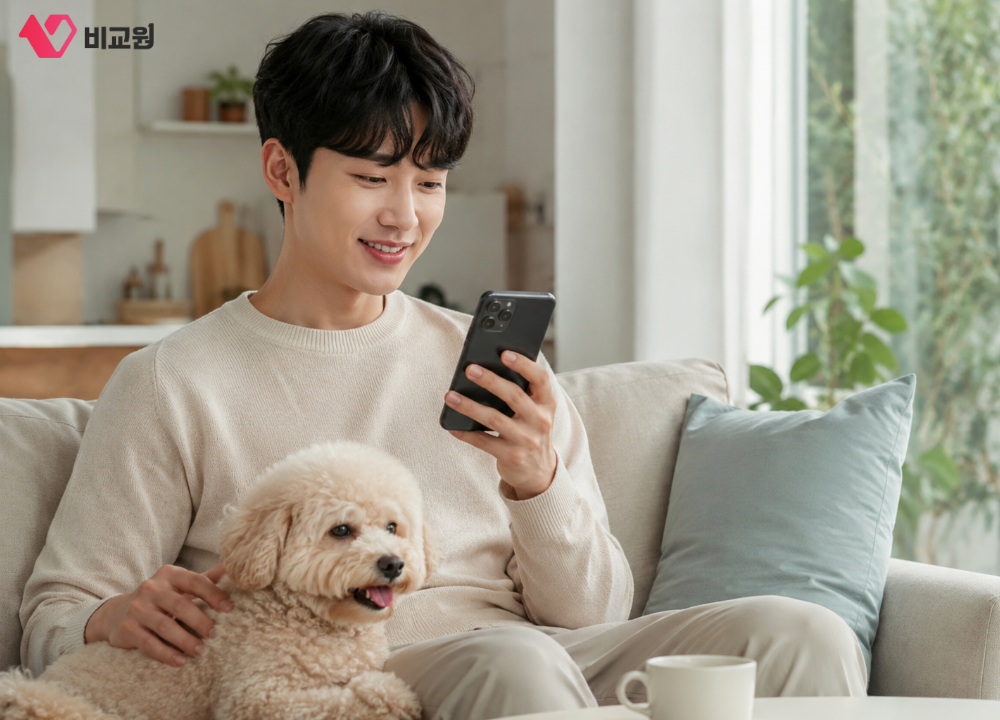 SK펫케어 서비스 이용 중인 보호자 모습