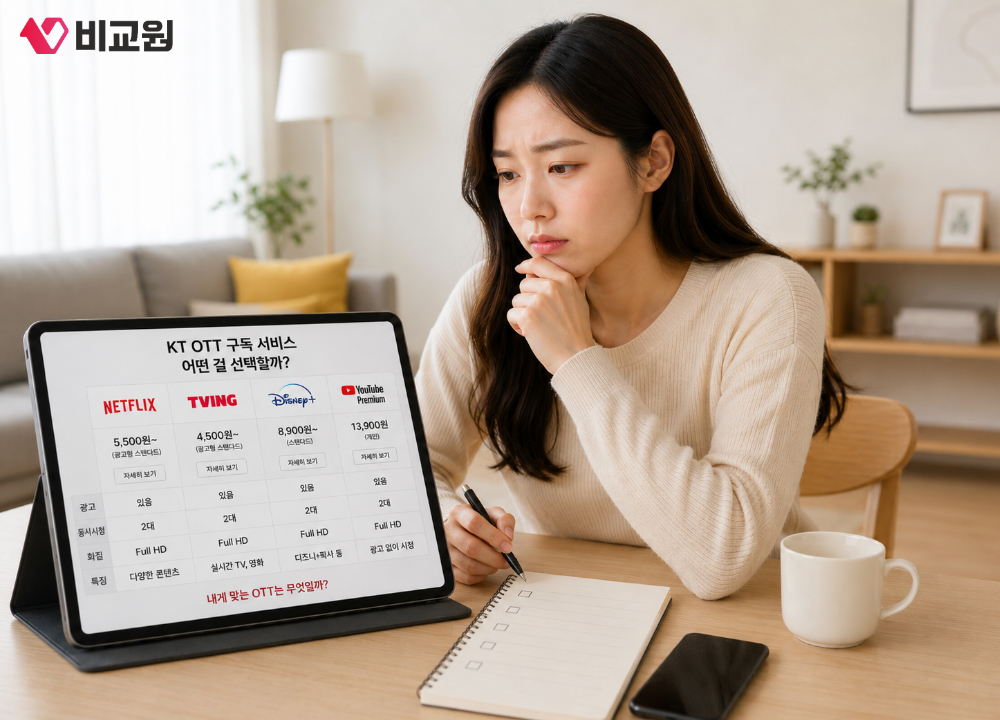KT OTT 구독 서비스 고민하는 모습