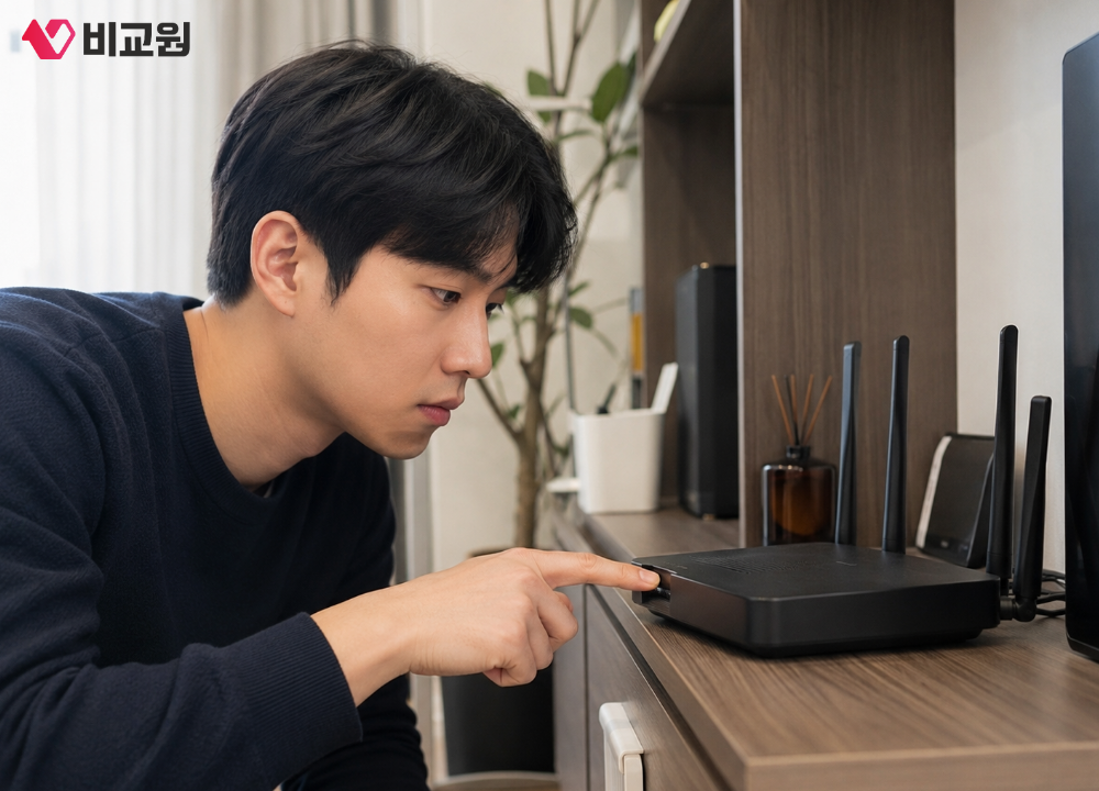 인터넷 끊김 현상으로 공유기 체크하는 사용자