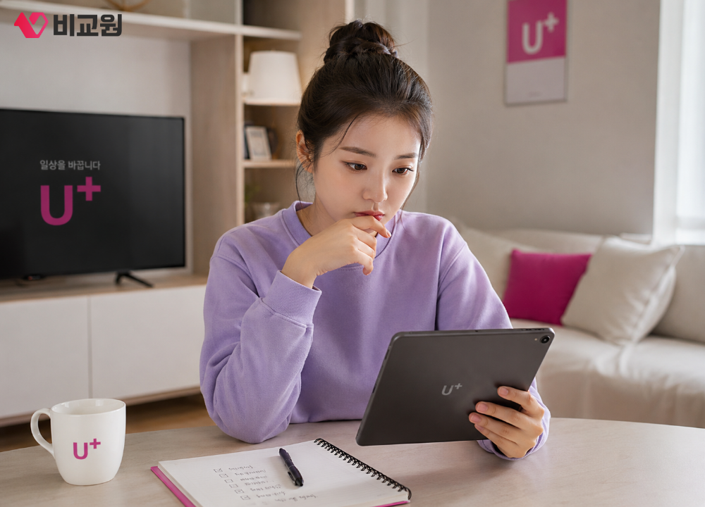 LG 유플러스 가입 전 꼼꼼히 체크하는 모습