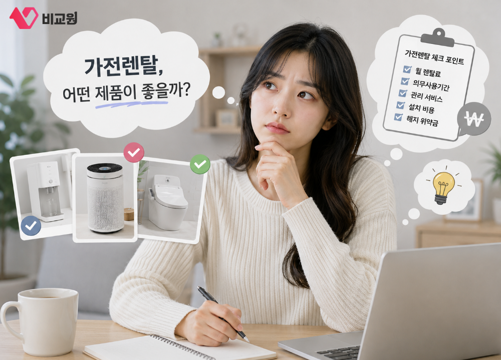 가전렌탈 체크 포인트 생각하며 고민하는 모습