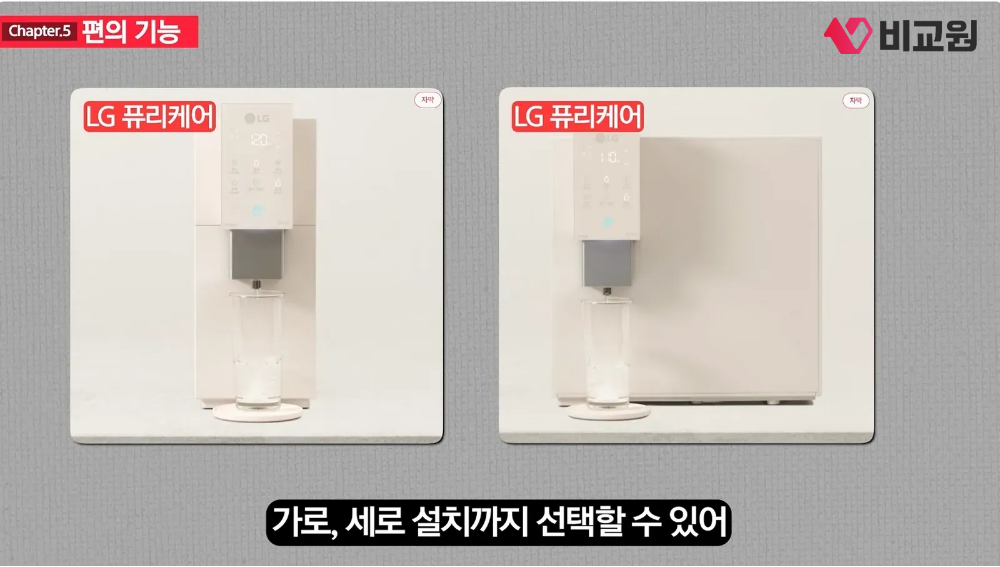 비교원 냉온정수기 8대 중 LG퓨리케어 움직이는 출수구 기능 소개 이미지
