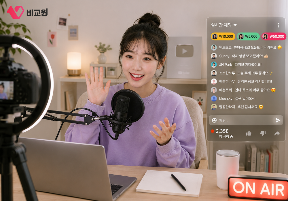 1기가 인터넷을 사용하는 개인방송스트리머 이미지