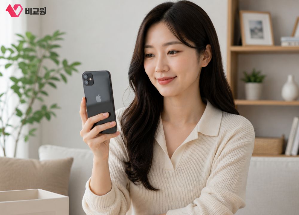 중고폰 판매 고민하고 있는 모습