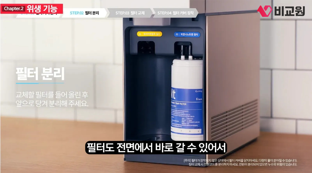 필터 전면에서 교체 가능함을 보여주는 이미지