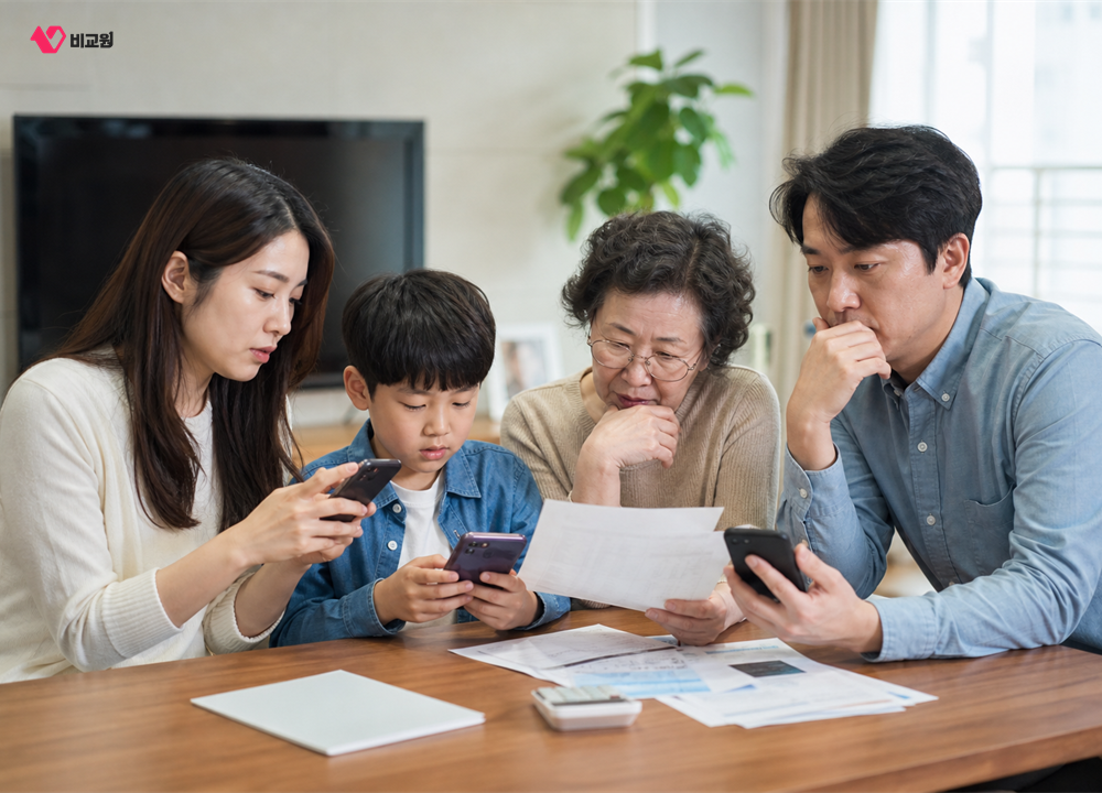 가족 휴대폰 회선과 인터넷 결합 가능 조건을 확인하는 가족