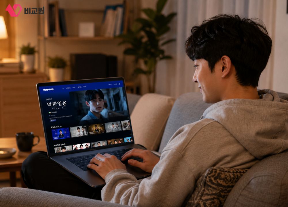 웨이브 OTT 시청 중인 사용자 이미지