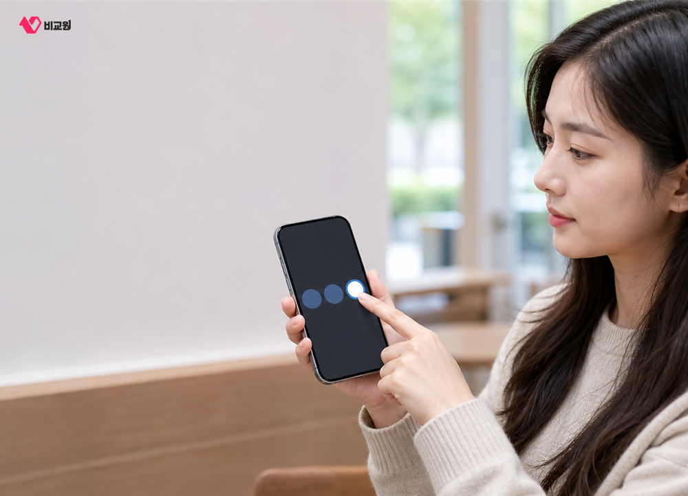파일 공유가 끝난 뒤 휴대폰 수신 범위를 다시 설정하는 사용자