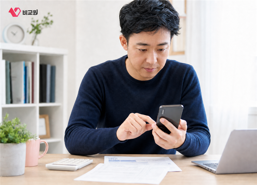 통신사 앱에서 데이터 안심옵션과 기존 유료 부가서비스를 확인하는 모습