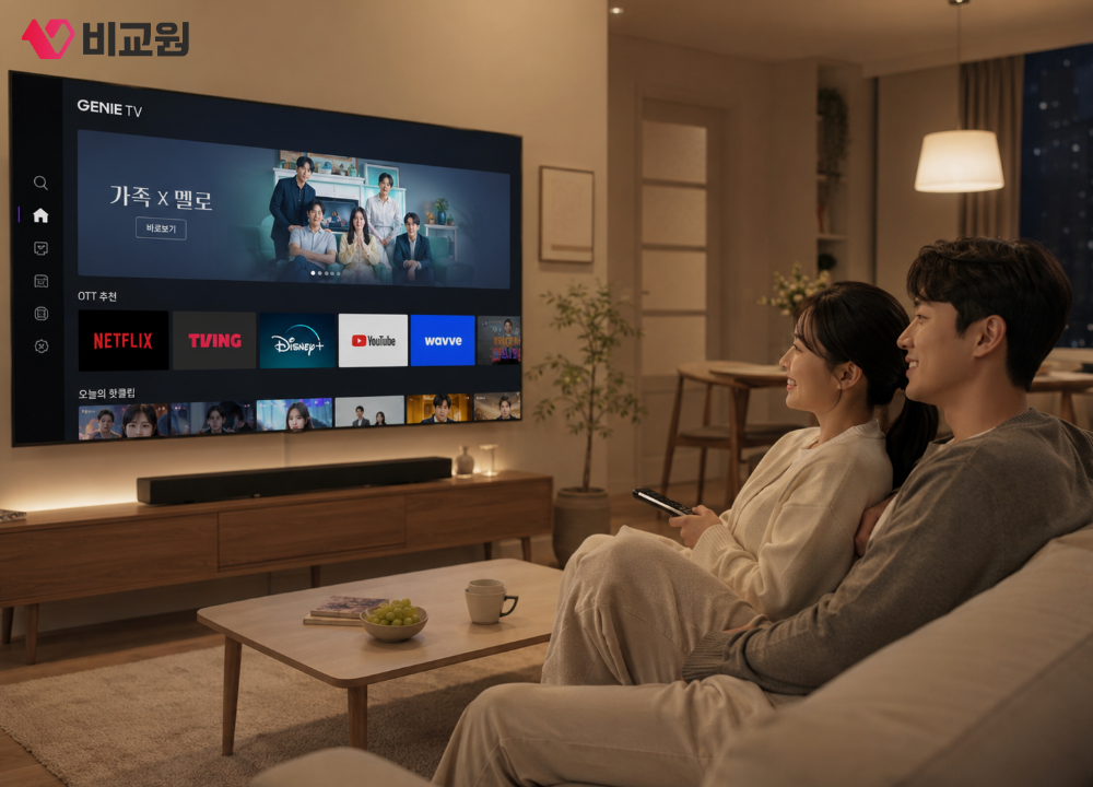 KT 지니TV 시청하고 있는 신혼부부