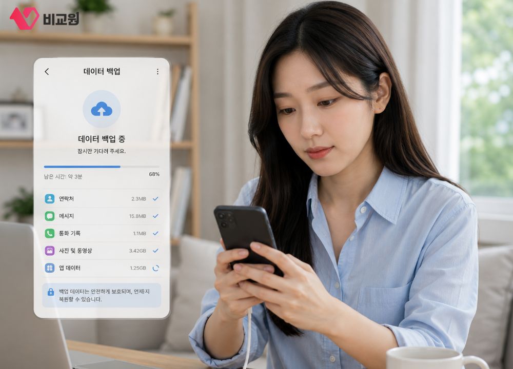 휴대폰 초기화 전 체크 사항 1)휴대폰 데이터 백업하는 모습