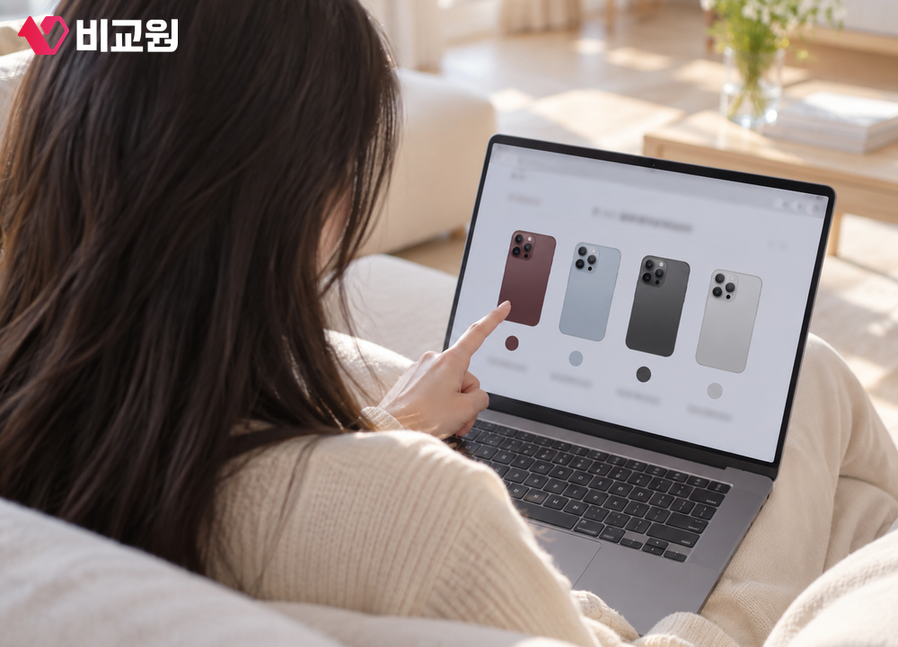 아이폰 18 pro 색상을 고민하는 모습