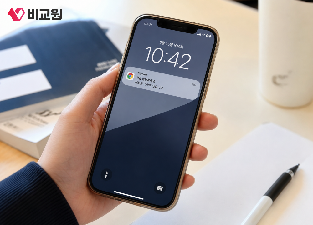크롭에서 보낸 알림이 뜬 모습