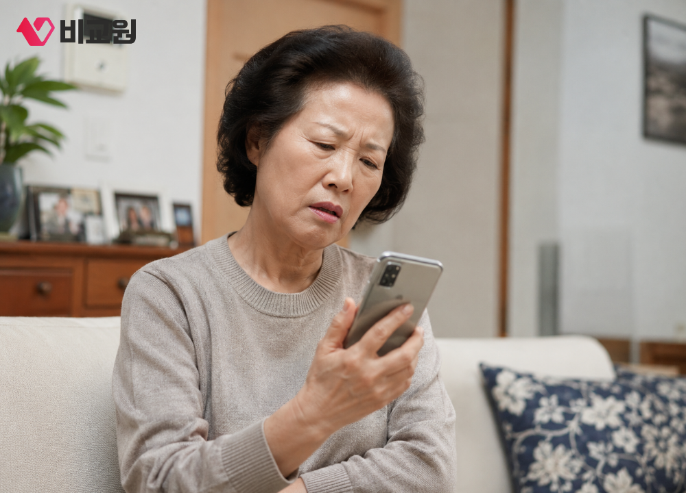 피싱 문자 의심하는 사용자 모습