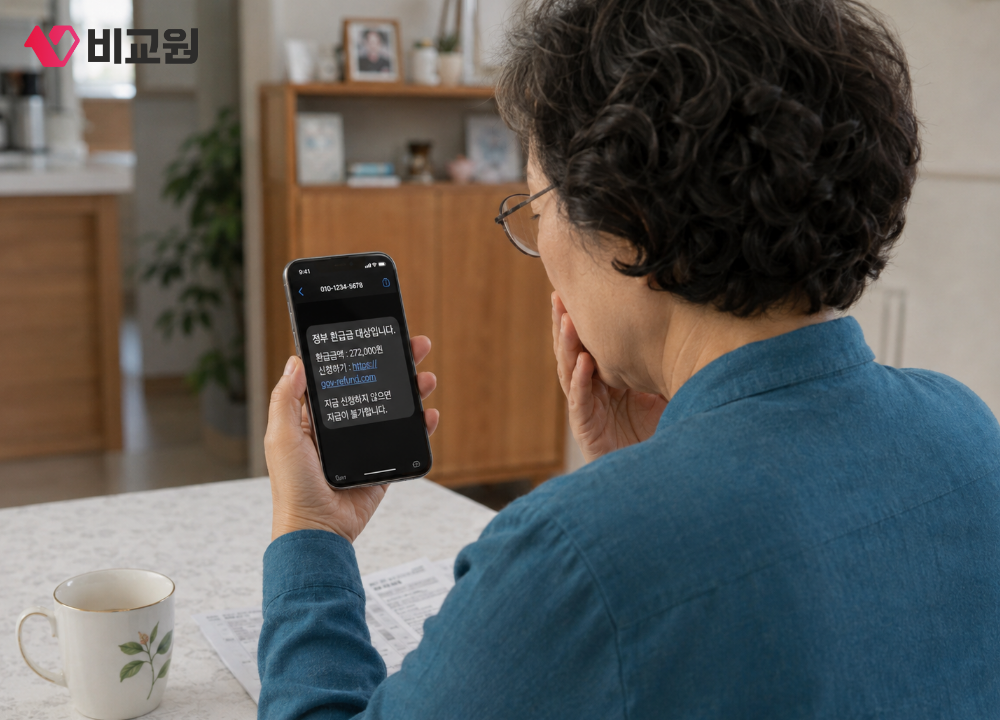 보이스피싱 유형 다섯 번째 환급금, 지원금, 대출 등 사칭한 피싱 사례 이미지