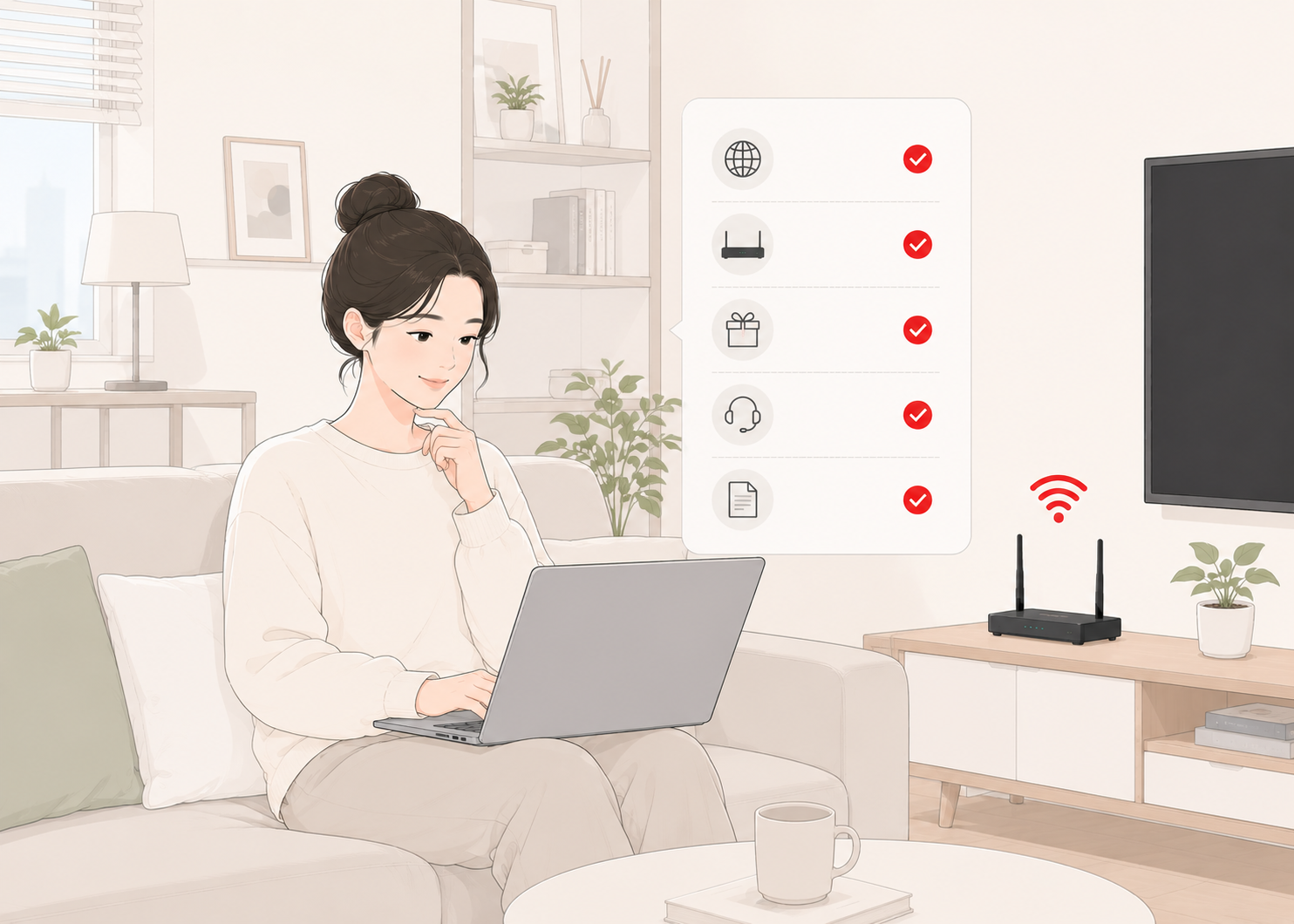 KT 프리미엄 싱글결합 가입 전 확인해야할 체크리스트 확인하는 모습