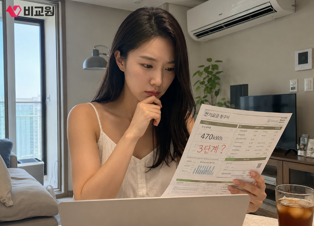전기요금 청구서 확인하는 이미지