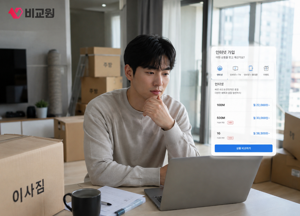 이사로 인터넷 가입 및 설치를 다시해야하는 사용자 이미지